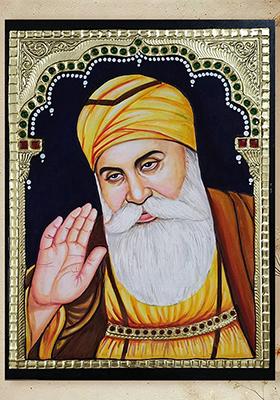 Guru Nanak Dev Ji Tanjore Painting Gold Work
