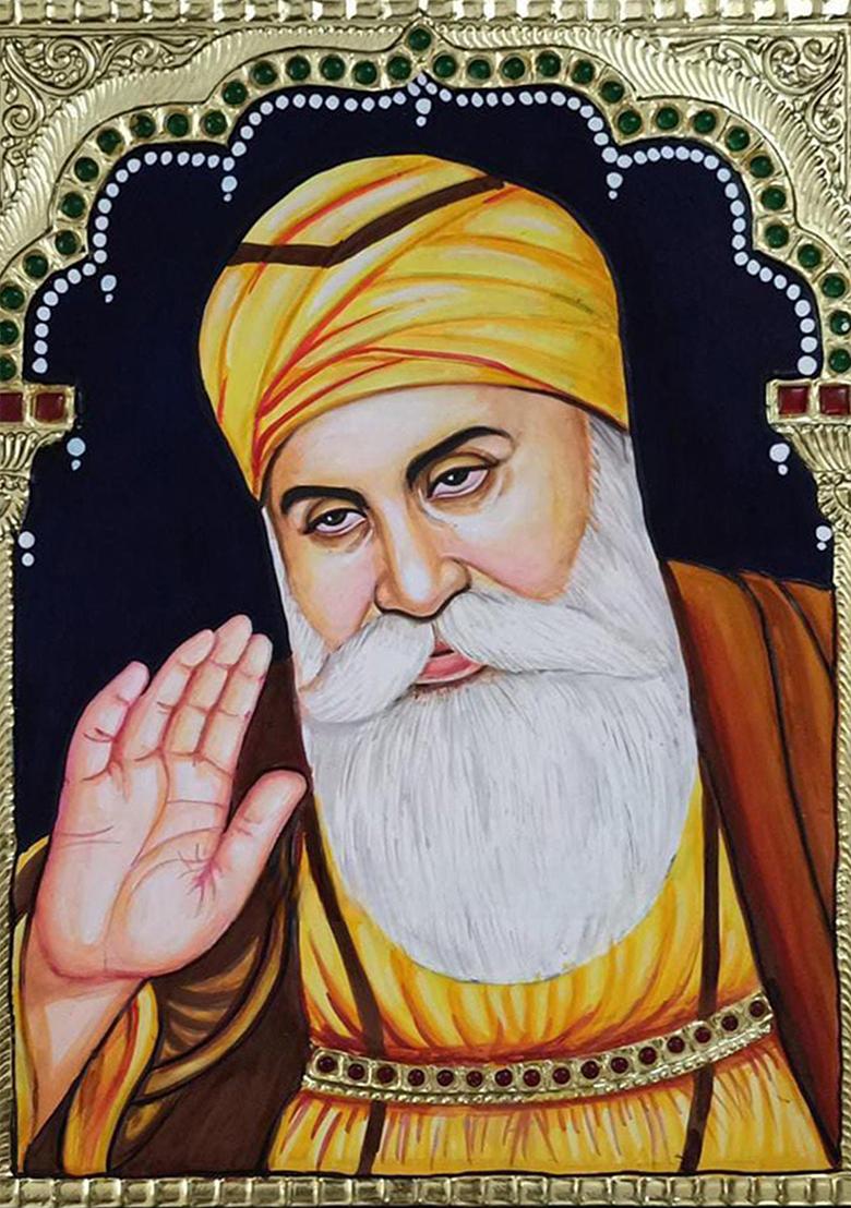 Guru Nanak Dev Ji Tanjore Painting Gold Work