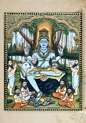 Dakshinamurthy Lord Shiva Tanjore Painting Gold Work Art