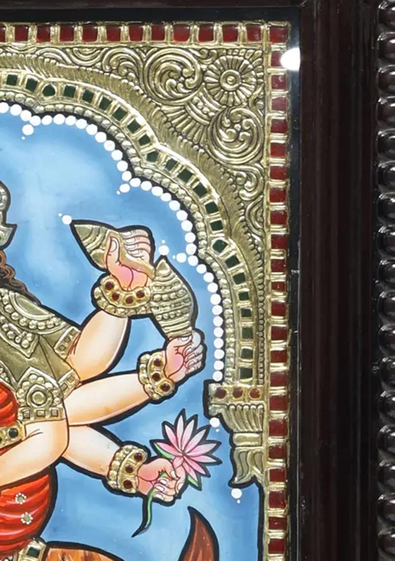 Goddess Durga Tanjore Painting Sherawali Maa