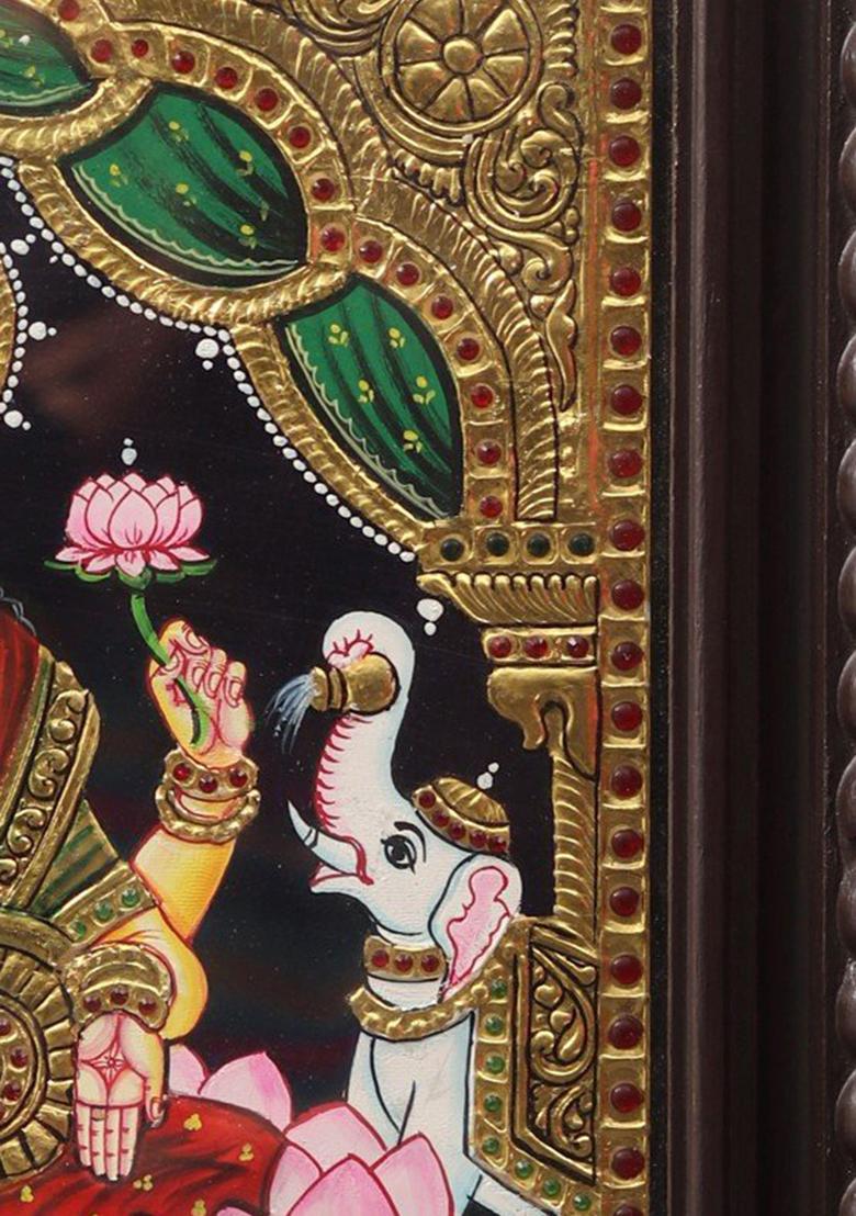 Gajalakshmi On Lotus Tanjore Painting Divine Art