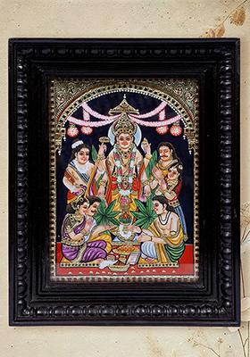 Shri Hari Satyanarayan Tanjore Painting 24K Gold
