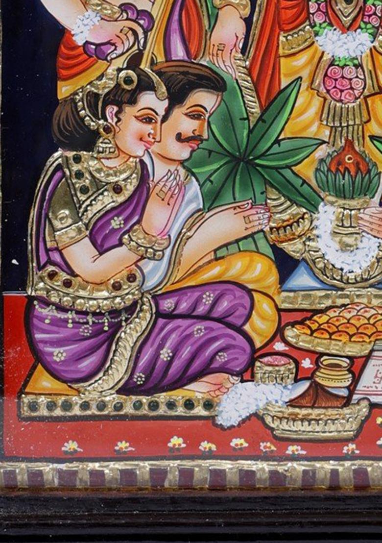 Shri Hari Satyanarayan Tanjore Painting 24K Gold