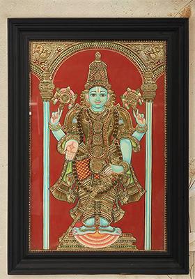 Standing Lord Vishnu Tanjore Painting Divine Art