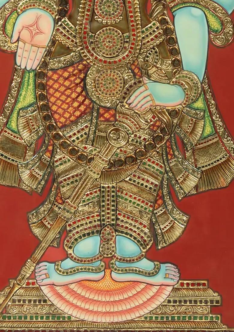 Standing Lord Vishnu Tanjore Painting Divine Art