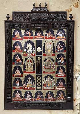 Large Siddhars Tanjore Painting 24K Gold Teakwood