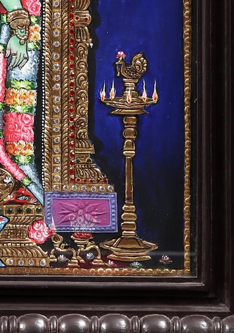 Goddess Meenakshi With Kirtimukha Arch Tanjore Painting