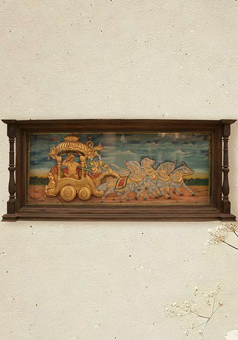 Gita Upadesh Tanjore Painting Indian Spiritual Artwork