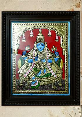 Dhanvantari Tanjore Painting 22K Gold Work Indian Art