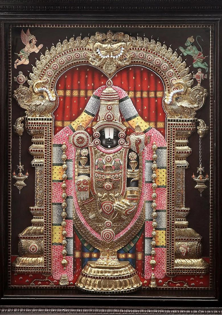 Worshipping The Cow Gas Mata Tanjore Painting Indian Spiritual Art