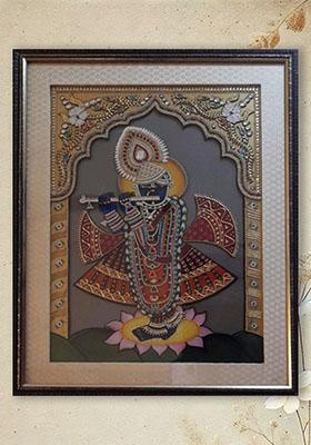 Shrinathji Tanjore Art Acrylic On Mdf Board Indian Painting