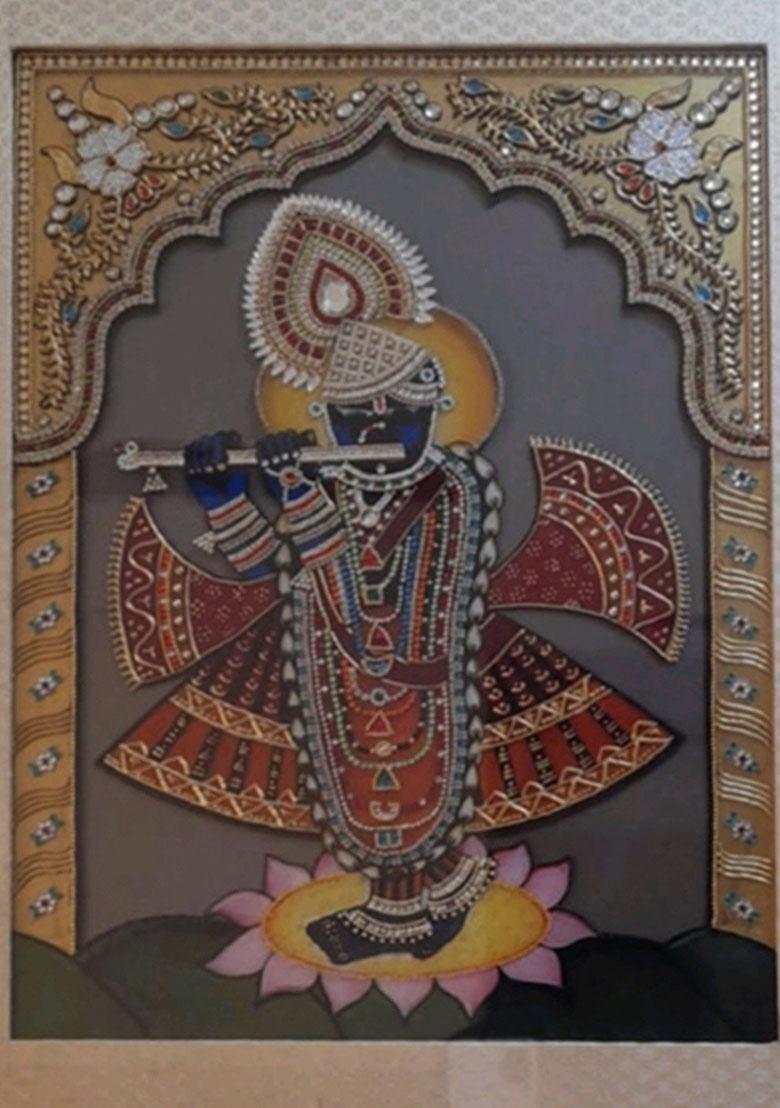 Shrinathji Tanjore Art Acrylic On Mdf Board Indian Painting