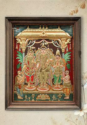 Andal With Rangamannar Swami Tanjore Painting Framed Artwork