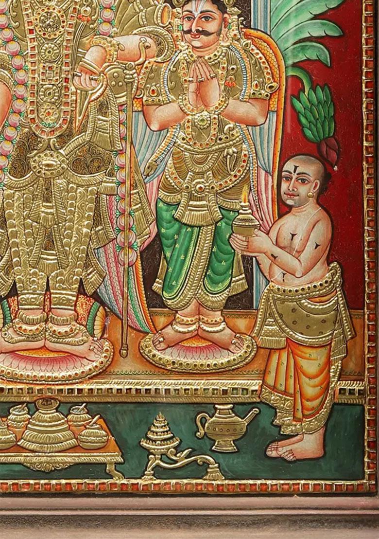Andal With Rangamannar Swami Tanjore Painting Framed Artwork