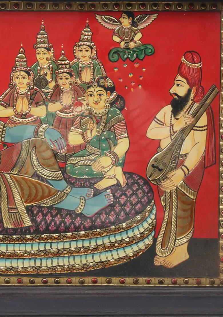 Sheshshayi Lord Krishna Tanjore Painting Framed Artwork