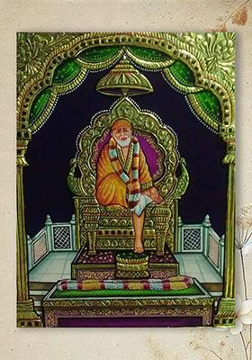 Sai Baba Tanjore Painting With 22K Gold Work