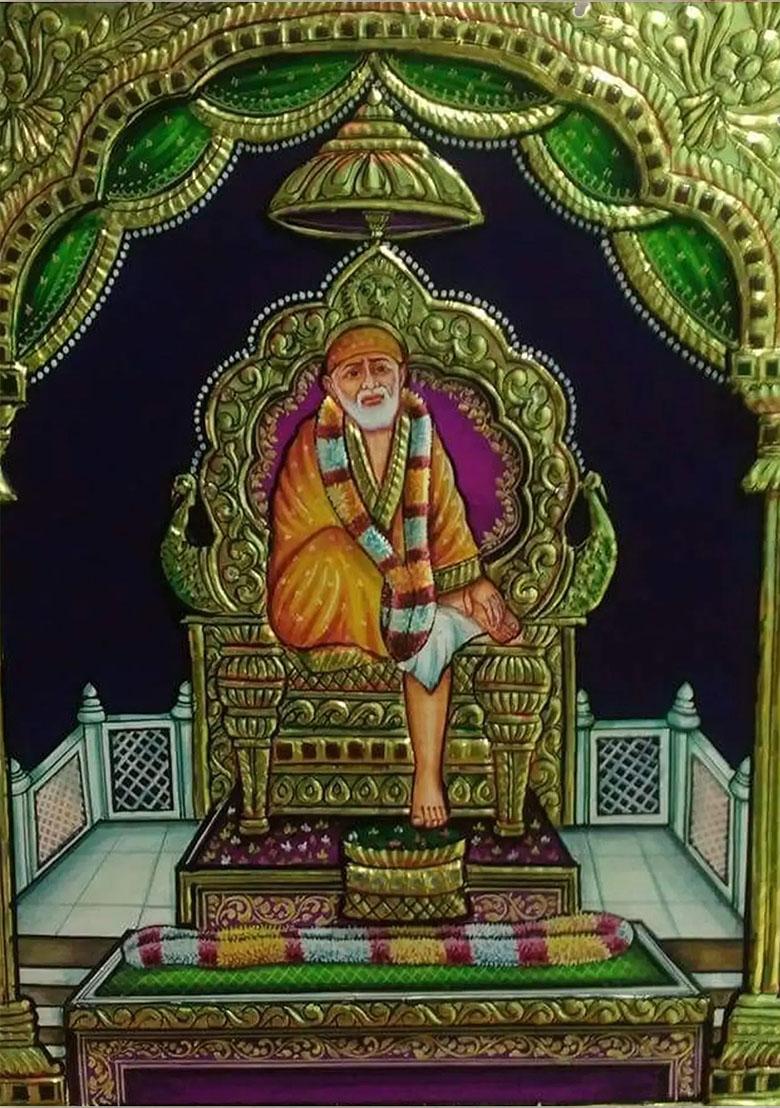 Sai Baba Tanjore Painting With 22K Gold Work