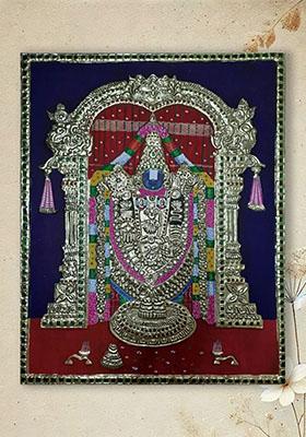 Tirupathi Balaji Tanjore Painting 22K Gold Work