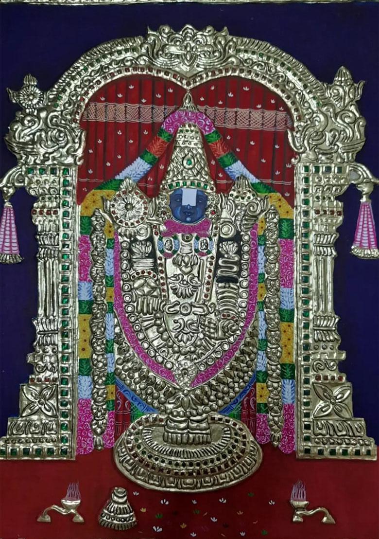 Tirupathi Balaji Tanjore Painting 22K Gold Work