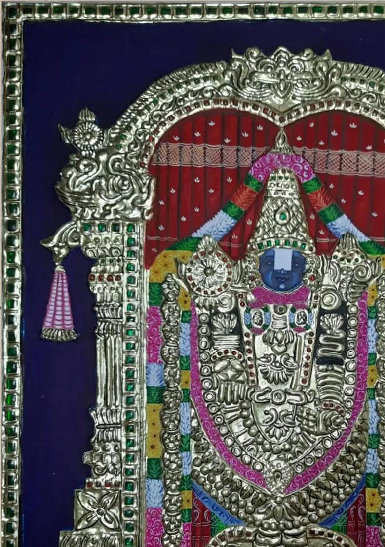Tirupathi Balaji Tanjore Painting 22K Gold Work