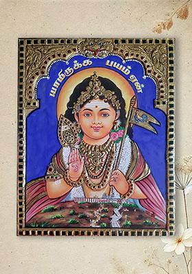 Lord Murugan Tanjore Painting 22K Gold Work