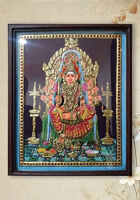 Goddess Mariamman Tanjore Painting 22K Gold Work