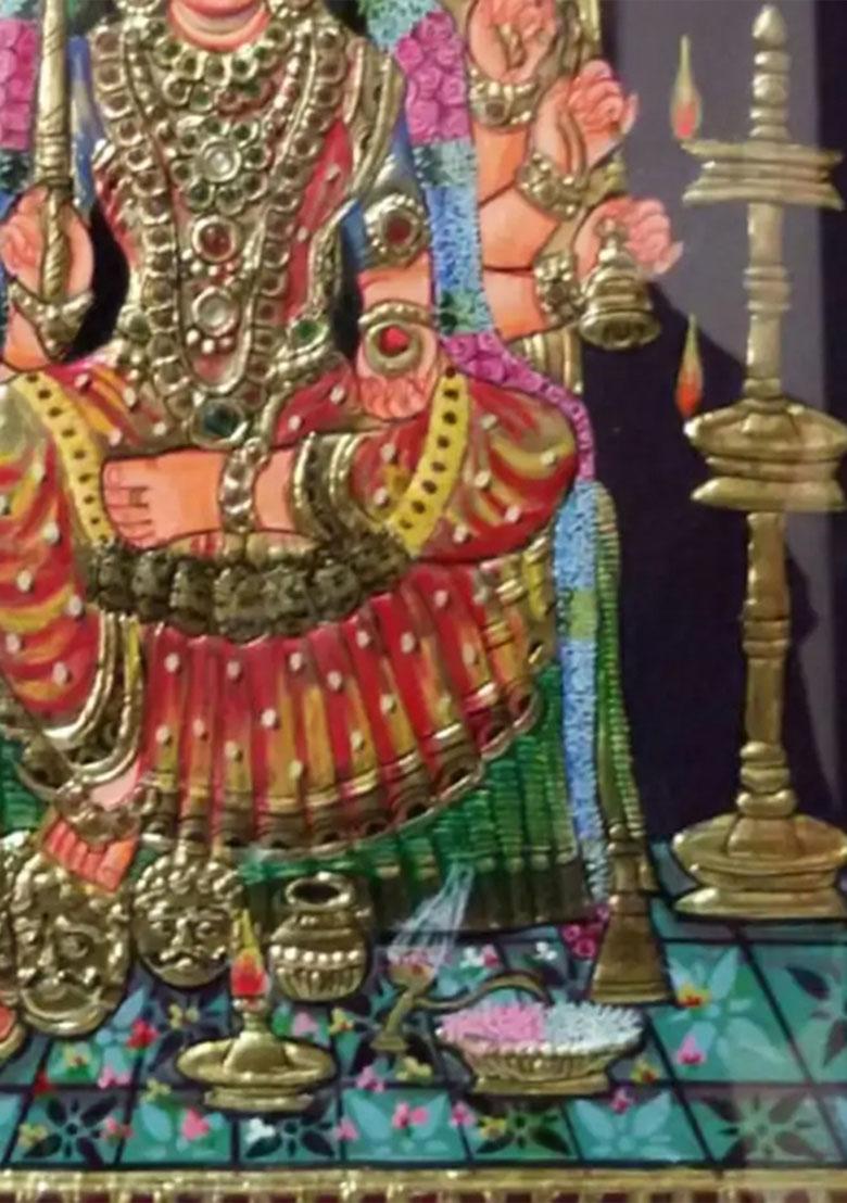 Goddess Mariamman Tanjore Painting 22K Gold Work