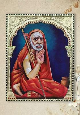Mahaperiyava Tanjore Painting 22K Gold Embellishments