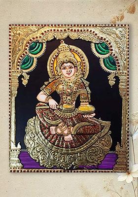 Goddess Annapurna Tanjore Painting 22K Gold Work