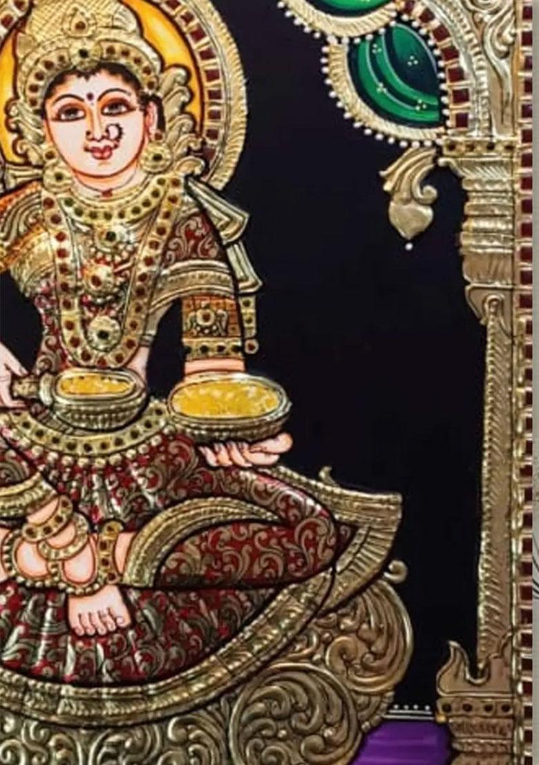 Goddess Annapurna Tanjore Painting 22K Gold Work