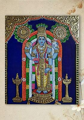 Guruvayur Krishna Tanjore Painting 22K Gold Work