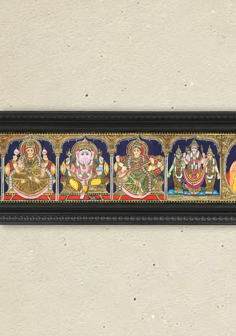 Gods And Goddesses Tanjore Painting For Puja Room 22K Gold Work
