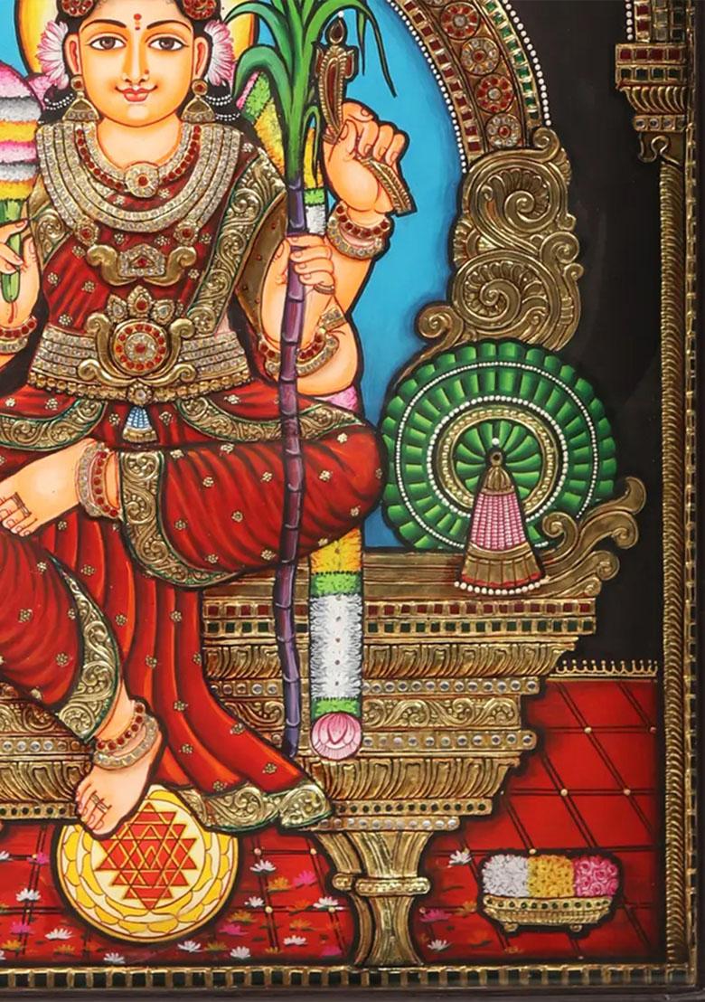 Goddess Rajarajeshvari Kamakshi Tanjore Painting Indian Art