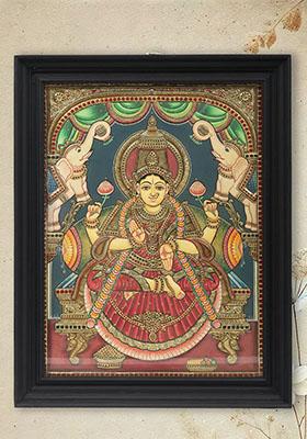 Goddess Gajalakshmi Tanjore Painting South Indian Art