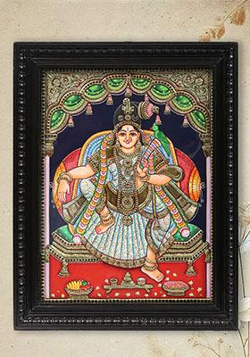 Sitting Goddess Andal Tanjore Painting South Indian Art