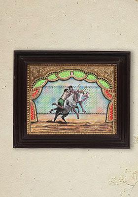 Jallikattu Tanjore Painting South Indian Cultural Art
