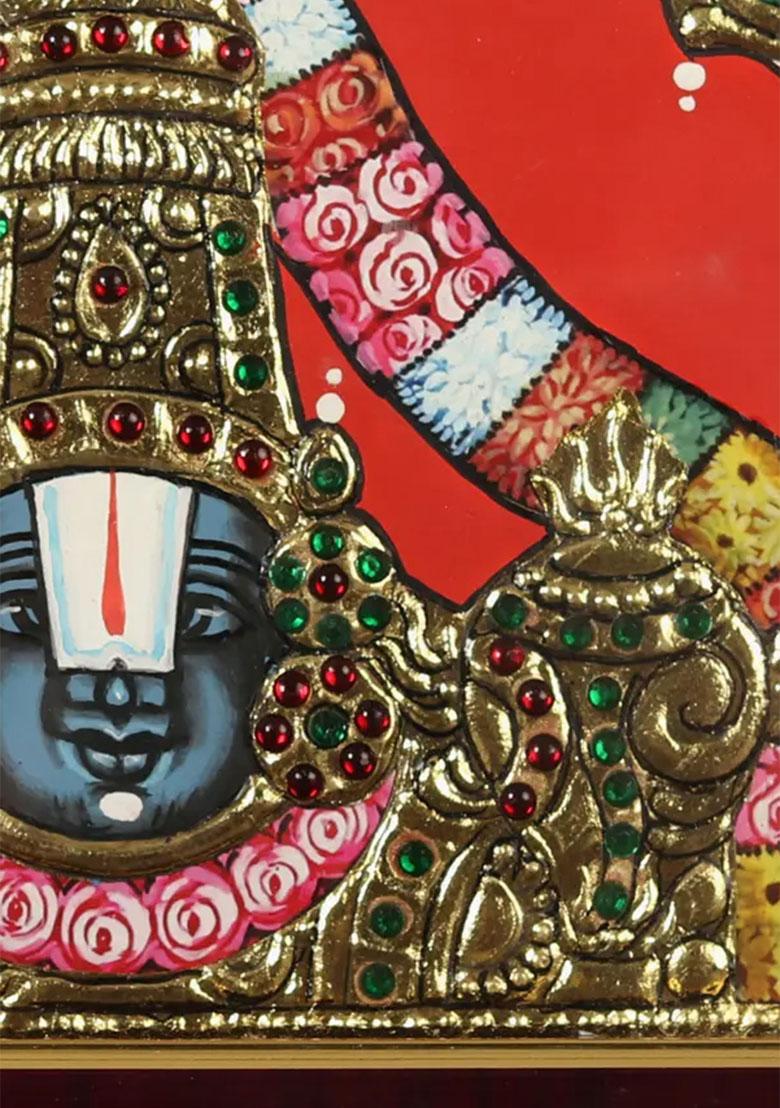 Lord Venkateswara Bust Tanjore Painting South Indian Art