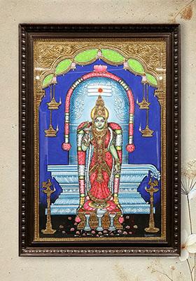 Goddess Meenakshi Tanjore Painting South Indian Art