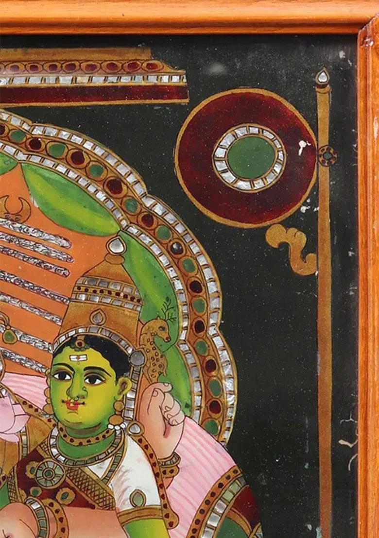 Pradosha Moorthy Glass Painting Divine Shiva Parvati Art For Spiritual Decor