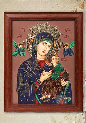Mother Mary With Jesus Tanjore Painting With 22K Gold Workframed Divine Art