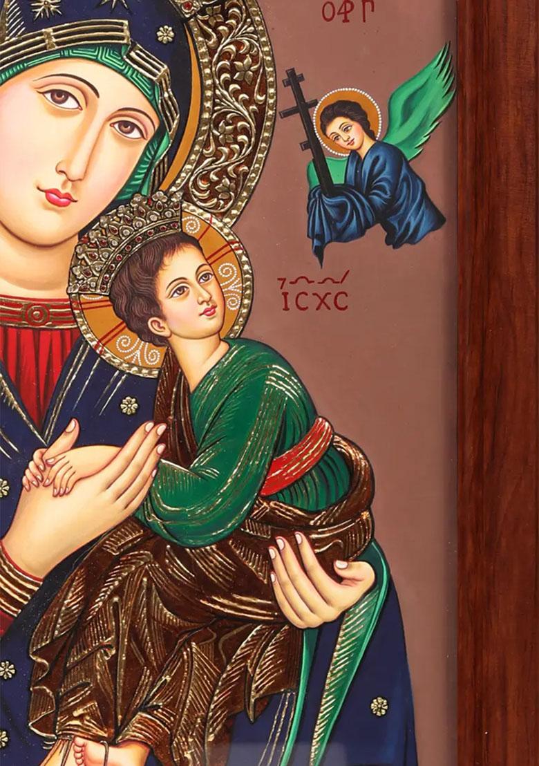 Mother Mary With Jesus Tanjore Painting With 22K Gold Workframed Divine Art