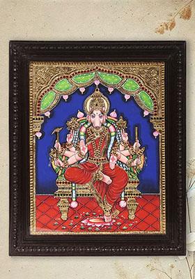Framed Goddess Varahi Tanjore Painting Gold Embossed Art
