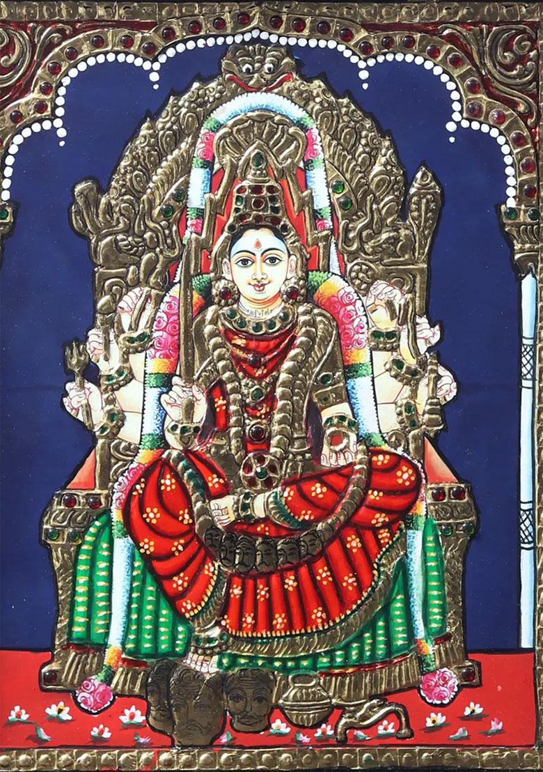 Samayapuram Mariamman Tanjore Painting Divine Artwork
