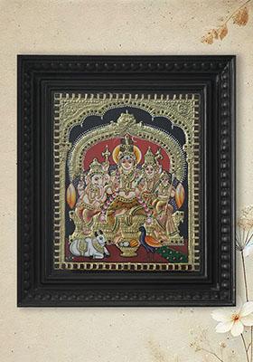 Shiva Parivar Tanjore Painting