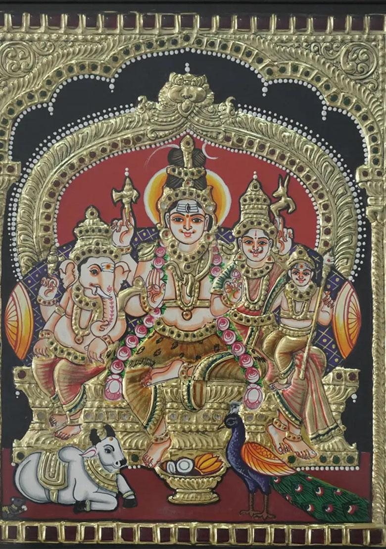Shiva Parivar Tanjore Painting