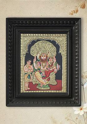 Tanjore Painting Of Lakshmi Narasimha With Bhakta Prahalad
