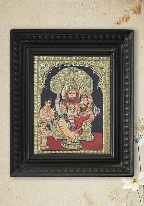 Tanjore Painting Of Lakshmi Narasimha With Bhakta Prahalad