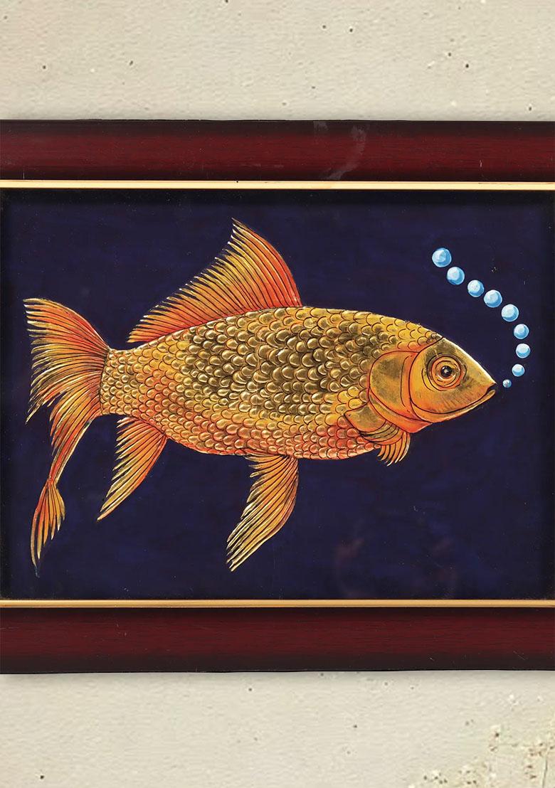 Goldfish Tanjore Painting Vibrant Aquatic Artwork