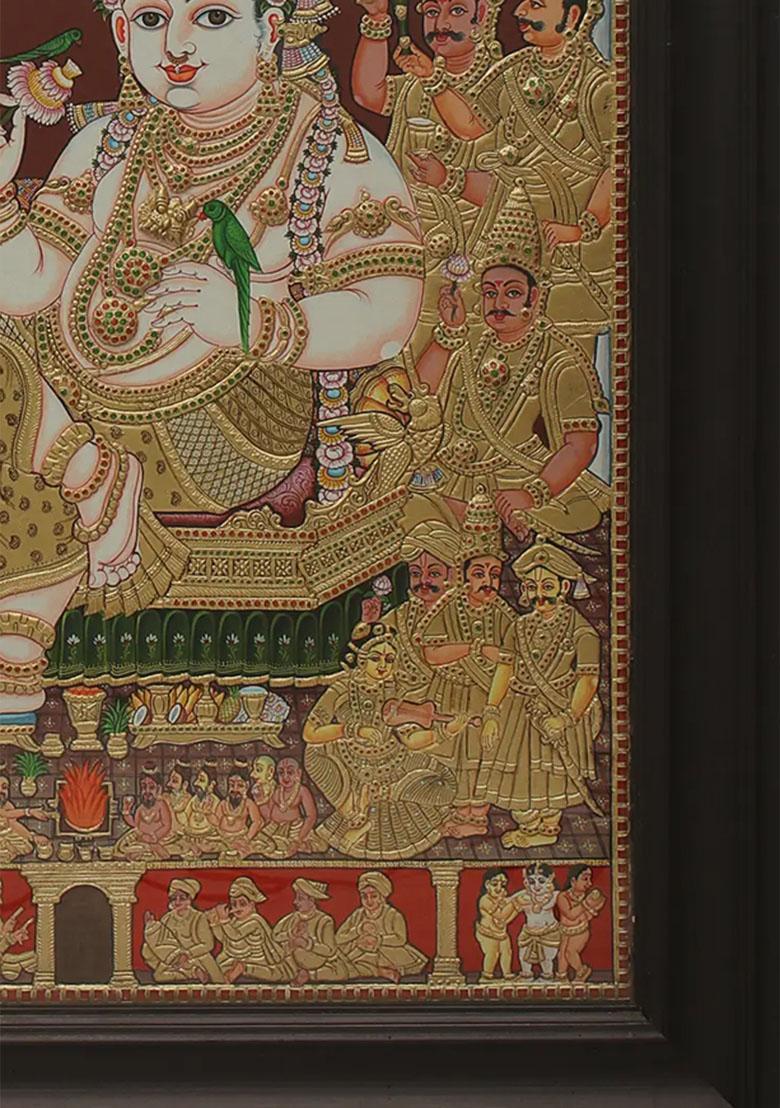 Darbar Krishna Tanjore Painting Artwork