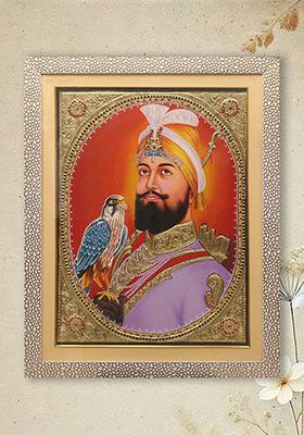 Guru Gobind Singh Ji Tanjore Painting And 24Karat Gold Embossed Artwork